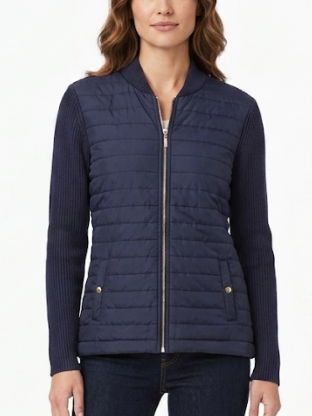 J. McLaughlin Tyler Quilted Navy Blue Sweater Jacket